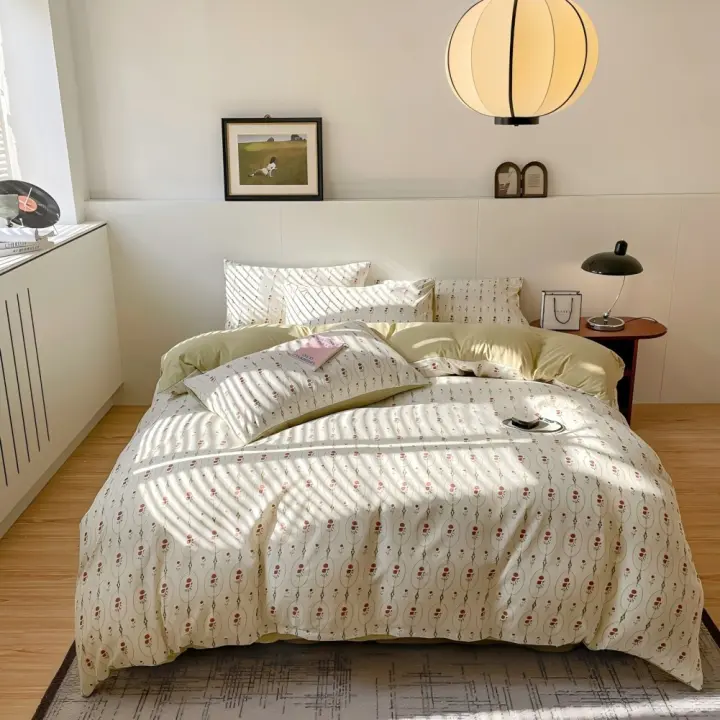 Juego de Funda Nórdica 4 Piezas-Ropa de Cama Algodón Lavado con Jacquard Elegante-Tacto Extra Suave, Varios Tamaño Disponible - 1