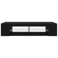 Mueble para TV vidaXL con luces LED en color negro y roble, de 135x39x30 cm, hecho de madera - details 4