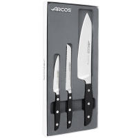 ARCOS Manhattan - Set de 3 Cuchillos (100 / 130 / 190 mm) - Acero Inoxidable Forjado Nitrum® - Mango POM - Estuche Regalo - details 0