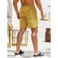 Nuevos Pantalones Cortos De Corduroy Para Hombre Verano Color Sólido Con Cordones Estilo Casual Cierre De Cordón Talla Media - details 65