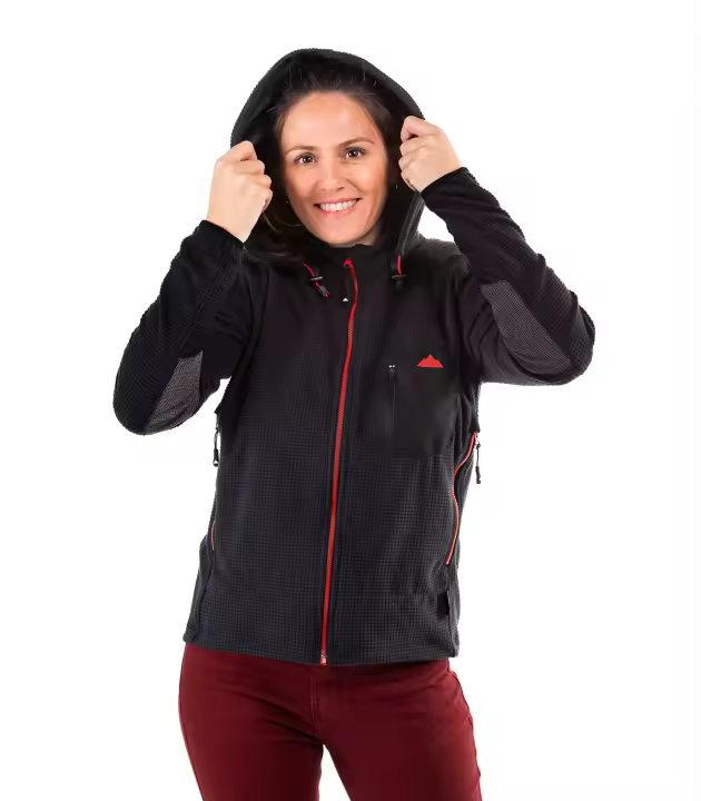 Forro Polar de Alpinismo Transpirable con Capucha Grizzly Mujer - L , Negro / Dorado - 1