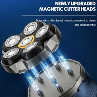 Afeitadora De Cabeza Sin Cable 6D Para Hombres Afeitadora Rotatoria Impermeable Con Cuchilla Magnética Y Pantalla LCD Recargable - details 4