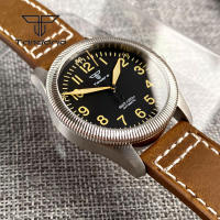 Reloj De Pulsera Automático Tandorio 39mm Para Hombres Con Bisel Flutuado Y Coronación a Tornillo Profundidad De Resistencia Al Agua 200m Vidrio De Zafiro Correa De Cuero Luminoso NH35A - details 6