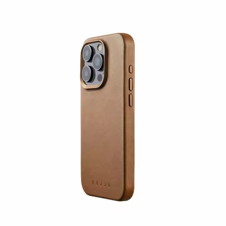 Funda de Piel con Magsafe lisa para IPhone 15 Pro Marrón Mujjo - 1