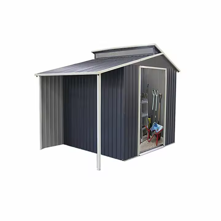 Gardiun Caseta Metálica Gardiun Nottingham Con Porche 3,78 m² Exterior 293x129x229 cm Acero Galvanizado Gris Antracita - 1