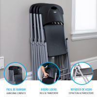Lifetime - Silla plegable multiuso, máx. 160 kg, color negro, fabricada de polietileno de alta densidad y acero, 50x48,5x84 cm, protección UV, resistente al agua, sillas para eventos, sillas plegables exterior e interior, silla robusta - details 2