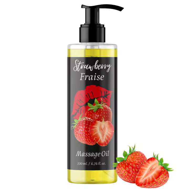 Aceite de Masaje Relajante con fragancia Fresa - QKnatur - 200 ml - Para masajes corporales - 1
