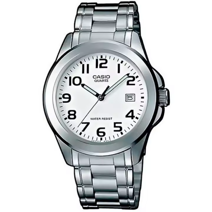 Casio MTP-1259PD-7BEF Reloj Analógico Cuarzo Hombre Plateado con Esfera Blanca y Cadena de Acero Inoxidable - 1