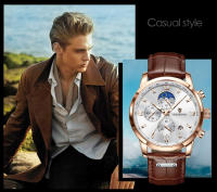 Reloj LIGE Para Hombre Militar Moda Cronógrafo Deportivo Impermeable Con Fase Lunar Cuarzo Cuero Resistente Al Choque Display De Roman Numeral - details 10