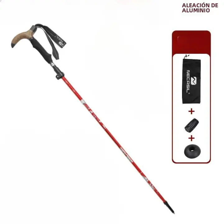 Bastón De Caminar Con Mango T-Forma Plegable De Aleación De Aluminio Bastón De Trekking Pares De Bastones De Caminar Para Senderismo - 1