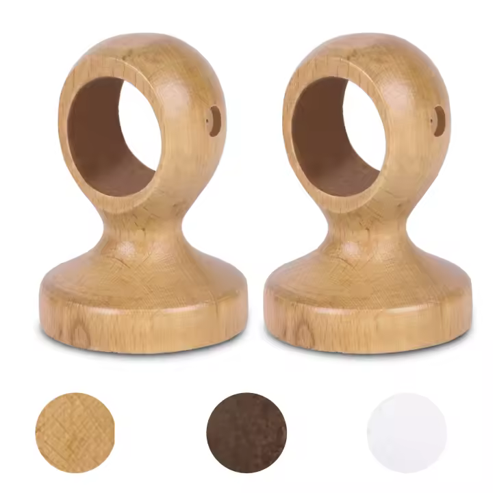 MERCURY HOME- Pack de 2 Soportes Decorativos para Barra de Madera de Pared o Techo. Colgador para Barras de Cortina de ø 28mm. - 1