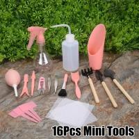 Kit De Herramientas De Jardinería Miniatura 16pcs Herramientas Manuales Para Plantar En Jardines Faeiries Material Plástico - details 0