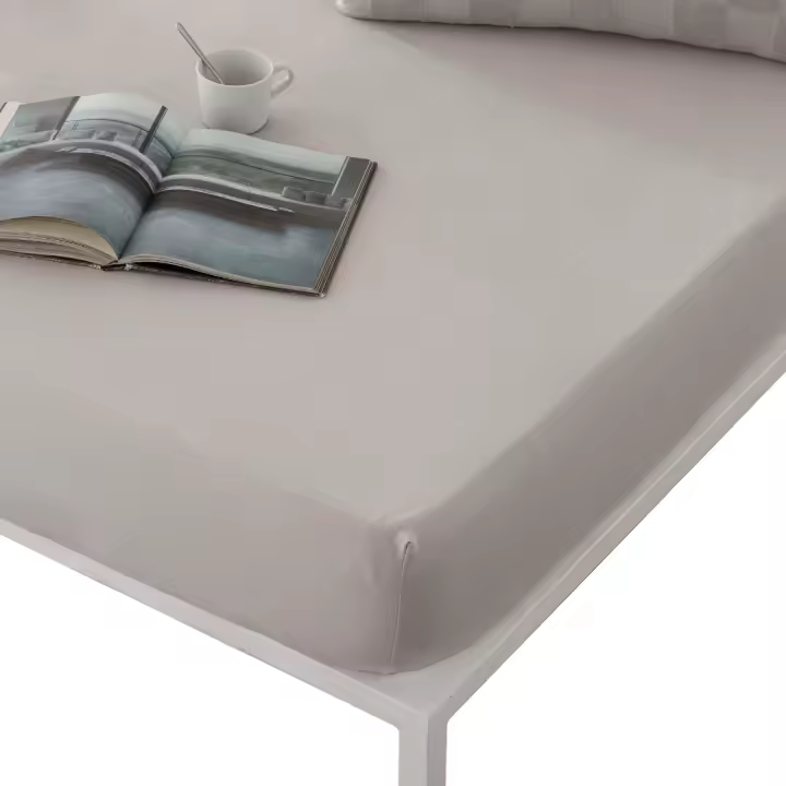 NATURALS - Sábana Bajera Ajustable Lisa Gris Claro - Algodón Tejido Jacquard de Alta Calidad Extra Suave - Altura Colchón hasta 30 cm - Cama 90/105/135/150/180 - ELB - 1