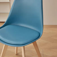 ORION91 Silla SIRIO Color Azul Petróleo Asiento Acolchado Piel Sintética y Patas Haya 54x81x48cm Comedor Oficina Salón Teletrabajo Cocina - SpazioLuzio - details 0