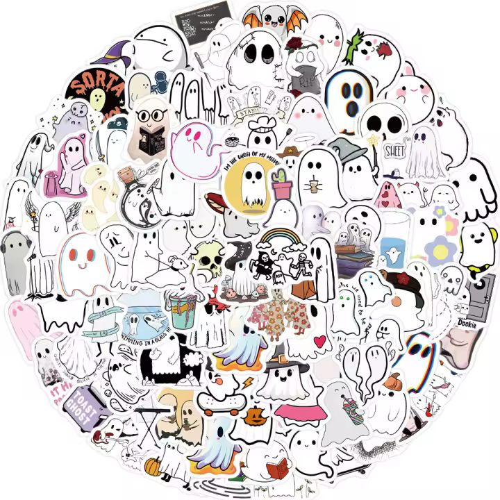 100pcs Pegatinas De Fantasma Lindo Impermeables Para Botella De Agua Y Portátil Pegatinas Pequeñas De Fantasma Divertido Para Decoración - 1