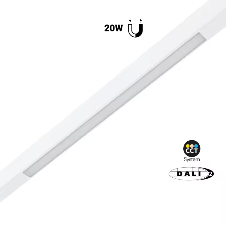 Barcelona LED Foco lineal opal carril magnético 48V CCT - 20W - DALI regulable - 1