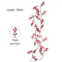 Guirnalda De Navidad Artificial De Bayas Rojas 175cm/190cm Planta Artificial Para Decoración De Hogar Arbol De Navidad Adorno De Boda Colgante - details 7