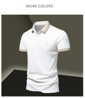 Camisa POLO Para Hombre Verano Moda Seda De Hielo Secado Rápido Manga Corta T-shirt Color Sólido Suelta Collar De Negocios Algodón Puro Top - details 15