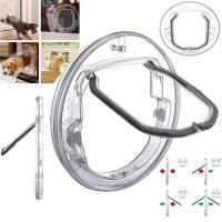 Puerta De Seguridad Para Perros Y Gatos Con Ventana De Cristal Deslizante Cerradura De 4 Maneras Para Pupusas Y Gatitos Suministros Para Mascotas - details 1
