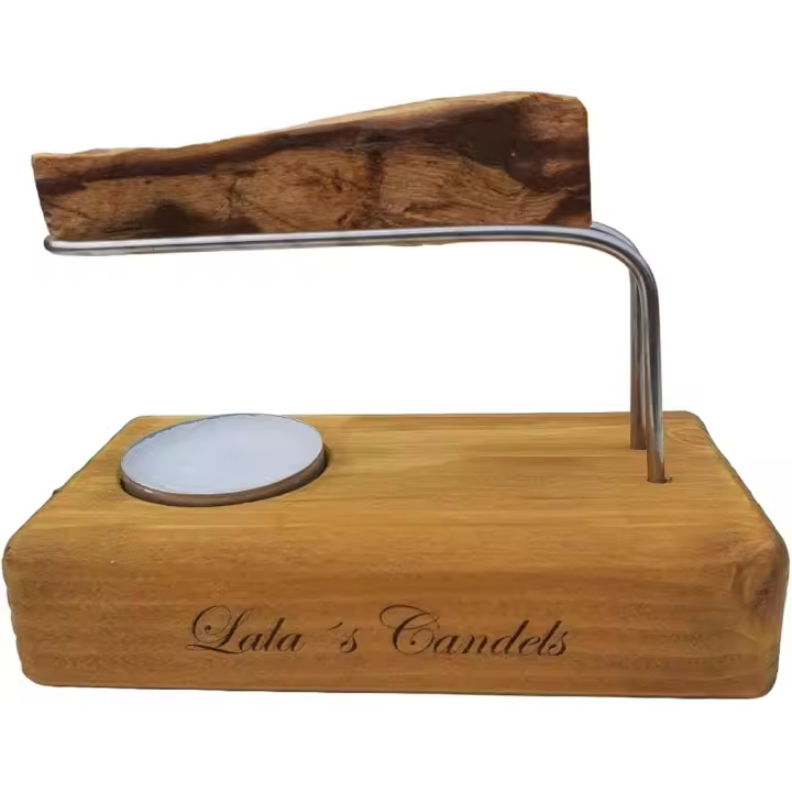 Marca Lalas Candels. Quemador de Palo Santo de madera color oro, soporte de Palo Santo de acero inoxidable, vela de té y Palo Santo. - 1