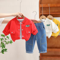 Ropa Infantil Para Niñas Y Niños Conjunto De 3 Piezas Primavera Otoño Camiseta Chaqueta Pantalones Deporte Casual Unisex Talla 4-6Años - details 1