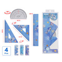 STELAM Juego de 4 piezas de herramientas geométricas Stelam - Regla de 20 cm, triángulos de 45° y 60°, transportador de 180°, diseño kawaii, ideal para estudiantes, escuela, dibujo y adecuado para niños - details 3
