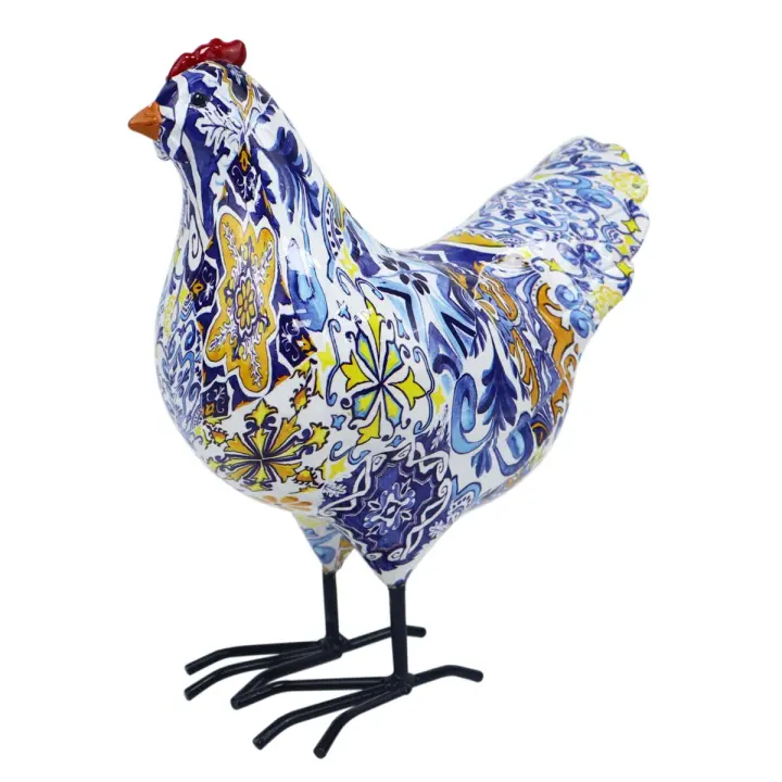 CAPRILO REGALOS & DECORACIÓN Figura Decorativa de Resina "Gallina Coloria". Adornos y Esculturas. Animales. Regalos Originales. Decoración Hogar. 16,50 x 10 x 20 cm. - 1