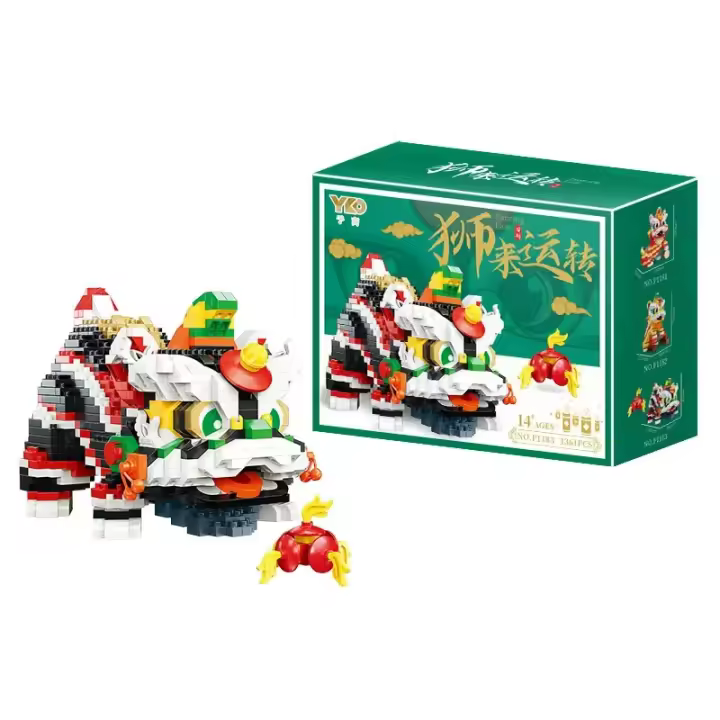 Bloques De Construcción De Danza Del León Chino Regalo De Año Nuevo Festival Del Primavera Decoración De Escritorio Creativa Juguetes Educativos DIY Para Niños Tamaño Micro Material Plástico - 1