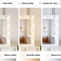 Makeup Vanity with Light | Dressing Table with Mirror, 2 Drawers and Storage Shelves | Modern White Makeup Table for Bedroom, Cosmetic and Jewelry Organizer - details 3