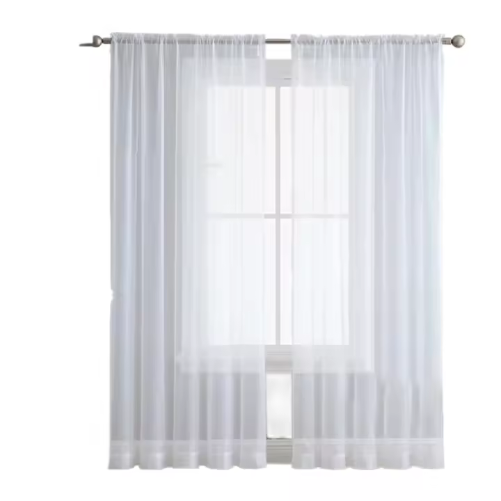 Cortinas Blancas Transparentes De 2 Hojas Para Sala De Estar Comedor Dormitorio Decoración De Ventana Sencilla Cortina Transparente Moderna De Poliéster 100% - 1