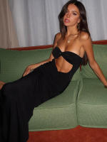 Vestido Maxi Sin Mangas Para Mujer Kliou De Sintético Cuello En V Abierta Espalda Descubierta Cintura Delgada Largo Hasta El Tobillo Estilo Clásico Sin Capas Para Fiesta - details 9