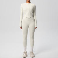 SSITO Traje de Yoga de 2 UDS., Conjunto Deportivo de Gimnasio para Mujer, chándales para correr con Cremallera, ropa Deportiva de entrenamiento, Camisa Deportiva Larga de manga, ropa de Yoga - details 22