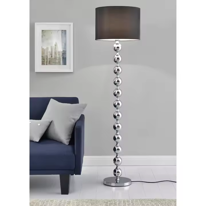 [lux.pro]® Lámpara de pie- E27 / 60 W / 230 V - negro-cromo (155cm - 48 cm) - columna de esferas - 1