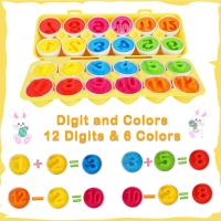 Huevos a juego Juguetes de huevos a Montessori 12 piezas Huevos de Pascua Huevos de Pascua a juego con formas de colores y número de habilidades de clasificación Juguetes Huevos de Pascua - details 2