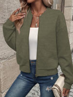 Chaqueta De Cierre De Cremallera De Color Sólido Para Mujer Estilo Casual Y Moda Durable Y Lujosa Para Otoño E Invierno - details 22