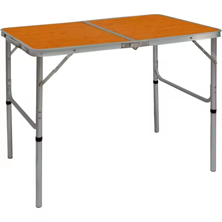 Mesa para Acampada 90x60x70cm de Aluminio Plegable portátil como si Fuera un maletín Altura Regulable para pícnic Camping Bambú - 1