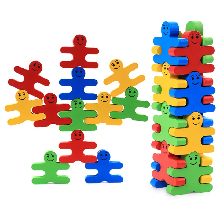 Bloques de construcción de madera apilables para niños, juegos apilables, juguetes para niños, bloques de equilibrio de animales Montessori, educativos para niños pequeños, 16 piezas - 1