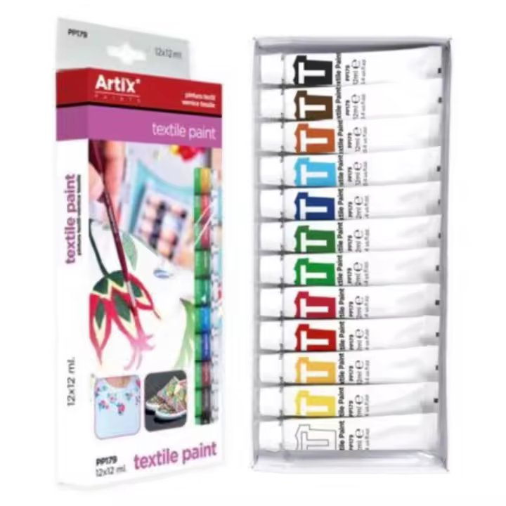 MP Artix -Pinturas para Tela 12 Colores de Pintura Textil, Pintura para Pintar Ropa, Pintura para Decorar Telas, Camisetas, Zapatillas, Vaqueros, Manualidades, (Pintura Textil) - 1