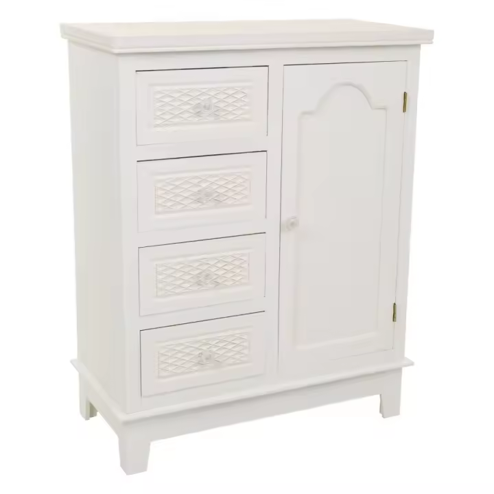 WANDERLUST DECO Recibidor de madera blanco 66x32x84h cm de estilo Romántico - 1