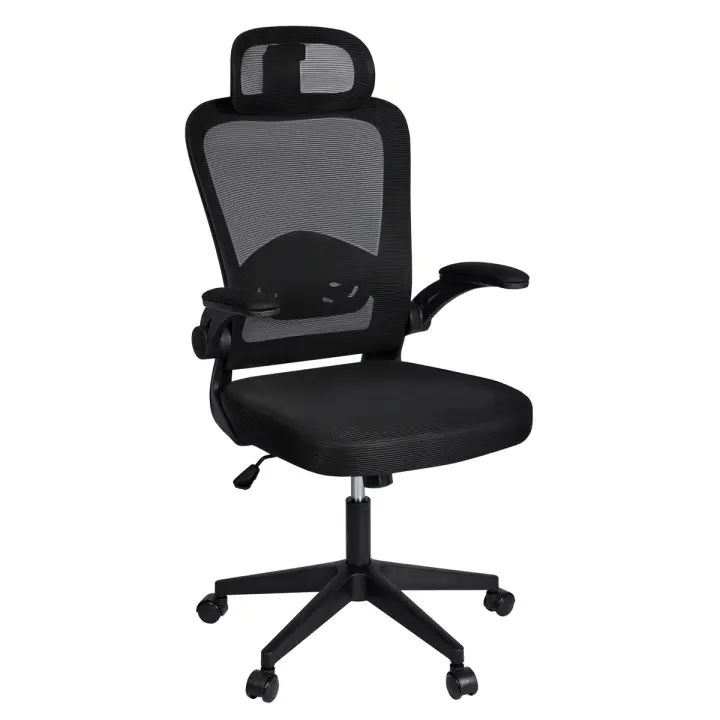 T-lovendo - Silla de Oficina Ergonómica y Giratoria con Ruedas - Modelo Ejecutiva - Malla Transpirable - Reposacabezas y Apoyabrazos Ajustables - Soporte Lumbar para Oficina y Casa - 1