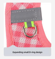 Harnés De Gatos Festivo Con Estampado De Gingham Transpirable De Poliéster Con Hebjes Metálicos Y Tirantes Reflectantes Para Caminatas Seguras - details 5