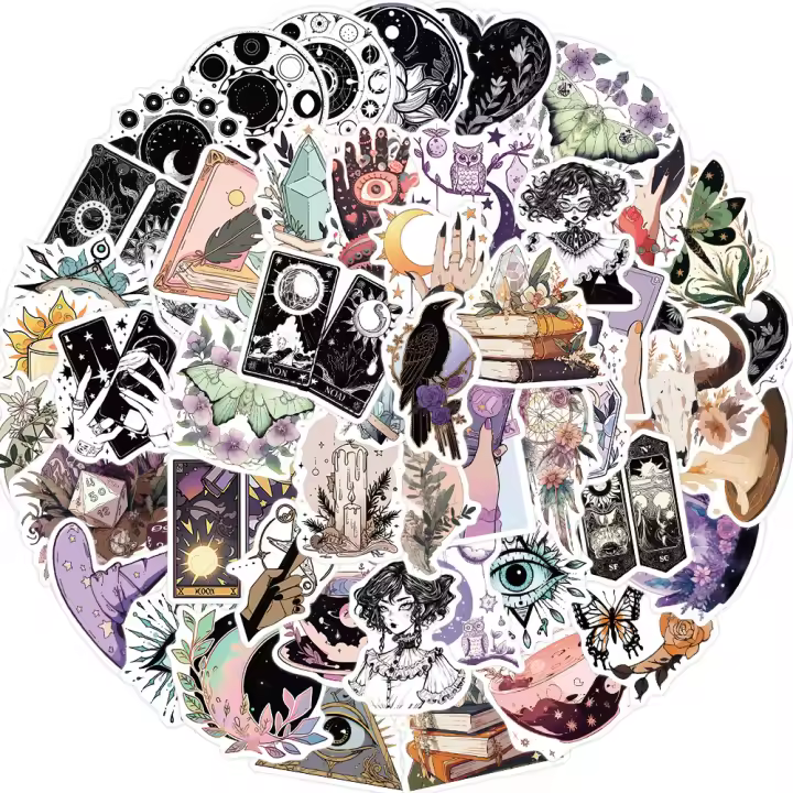 50 PCS Pegatinas Aestéticas De Hechicera Para Adultos Impermeables Vinilo Para Botella De Agua Portátil Teléfono Scrapbooks Y Diario De Hechicería - 1