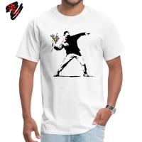 Camiseta Hombre Banksy Flower Thrower 100% Algodón Casual Estilo Rebelde Arte De Calle Talla Grande Camiseta Graphic Transpirable Ligera Secado Rápido - details 3