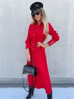 Vestido Largo Para Mujer De Otoño E Invierno Con Cuello V Y Botones Estilo Oficina Midi Color Sólido Cardigan De Manga Larga Tamaño S-3XL - details 23