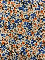 Tejidos Ortuño- Tela flores azules, naranjas, grises, negros de algodón, tela patchwork, prendas infantiles, decoración hogar ,manualidades, complementos,1m x Ancho 150cm - details 2