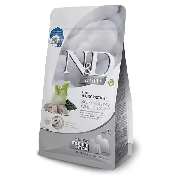FARMINA N&D WHITE DOG LUBINA SPIRULINA MED/MAXI 2KG / Alimento completo para perros adultos - 1