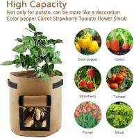Bolsa para Plantas 3 Piezas Bolsa para Cultivo de Plantas de 10 Galones, Bolsas para Plantar Vegetales with Solapa y Asas, para Plantar Patatas, Zanahorias, Fresas, Tomates, Flores-Tricolor - details 3