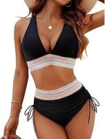 QKEPCY Conjuntos de Bikinis para Mujer Bikini Set Cuello en V Sexy Tanga Mujer Playa Ropa de Baño Traje de Baño Sexy Bañador de Baño Tops y Braguitas 2 Piezas