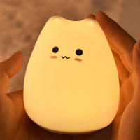 Lámpara Nocturna De Gato Colorido En Silicona Para Niños Decoración Creativa Para El Escritorio Del Dormitorio Luz De Toque Con Sensor Regalo Festivo - details 2