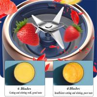 Mini licuadora de frutas portátil de 400 ml con 6 cuchillas de acero inoxidable Licuadora personal para batidos de verduras Licuadora eléctrica recargable por USB + Taza deportiva con tapa - Azul - details 2